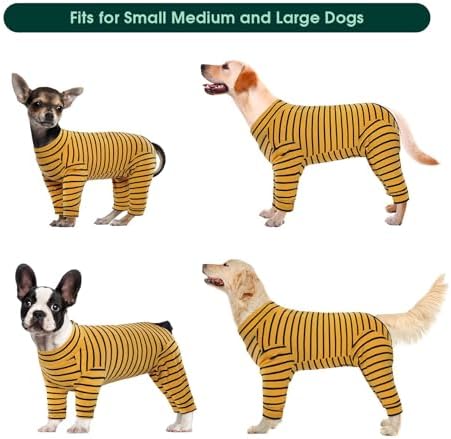 Kuoser Recovery Suit for Medium Dogs After Surgery, Long Sleeve Dog Surgery Recovery Suit, Dog Onesie for Abdominal Wounds Skin Disease, Yellow M