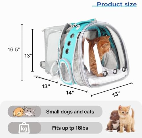 Lollimeow Expandable Cat Backpack Carrier for Large Cats & Small Dogs - Airline Approved Pet Bubble Backpack with Dual-Side Expansion, Perfect for Travel, Hiking & Outdoor Adventures, Up to 16lbs