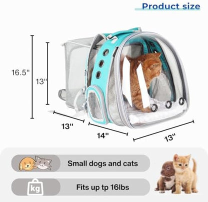 Lollimeow Expandable Cat Backpack Carrier for Large Cats & Small Dogs - Airline Approved Pet Bubble Backpack with Dual-Side Expansion, Perfect for Travel, Hiking & Outdoor Adventures, Up to 16lbs