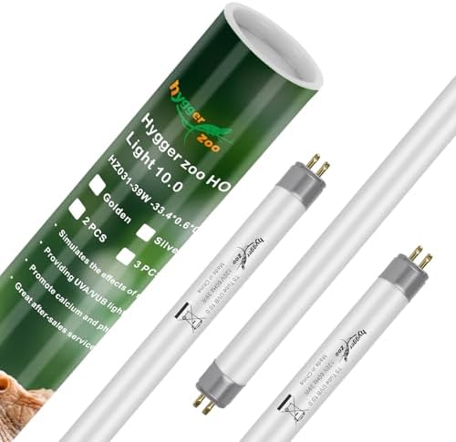 3-Pack UVB Reptile Light 10.0 Bulb 39W T5 Fluorescent Desert Lamp UVA for Bearded Dragon Tortoise Reptile & Amphibian