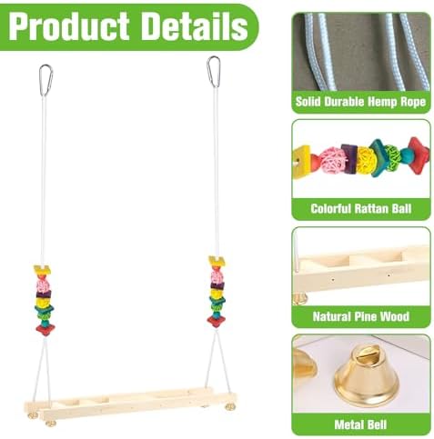 Jorewood Chicken Coop Swings, Outdoor Poultry Exercise Perch for Hens, Roosters