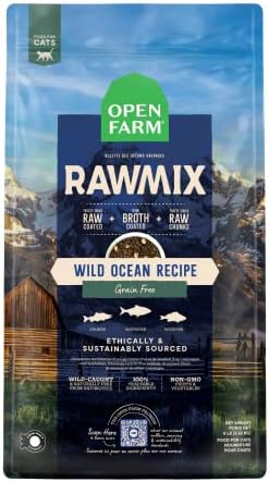 Open Farm RawMix Dry Cat Food, Wild Ocean Grain Free Kibble, 2.25lb Bag