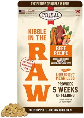 Primal Kibble in The Raw, Freeze-Dried Dog Food, Beef, 9 lb
