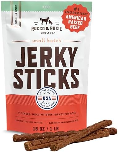 Rocco & Roxie Beef Jerky Dog Treats, Soft Training Chews, 1 lb, USA Made