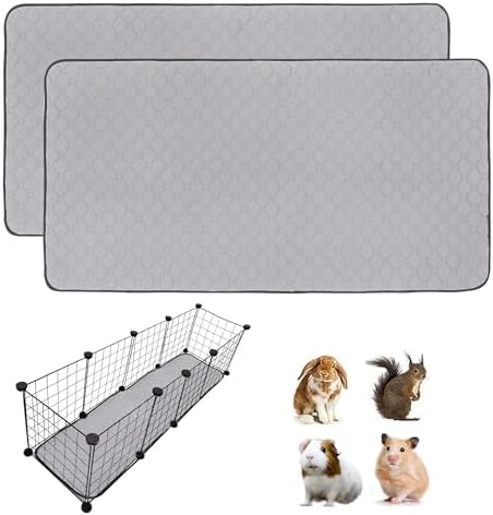 2 Pack Guinea Pig Cage Liners, 12' X 48'' Washable Guinea Pig Pee Pads, Non Slip Reusable Super Absorbent Guinea Pig Training Mat Bedding Fleece for Small Animals Hamster Rabbit Chinchilla Rat