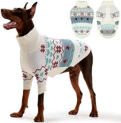 IECOii Warm Dog Sweater, Turtleneck Knitted Winter Clothes for Cold Weather