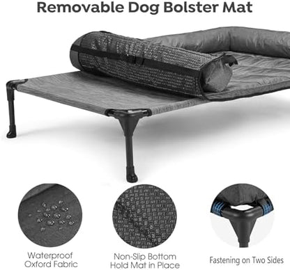 Veehoo Outdoor Elevated Dog Bed with Waterproof Bolster Cushion, Cooling