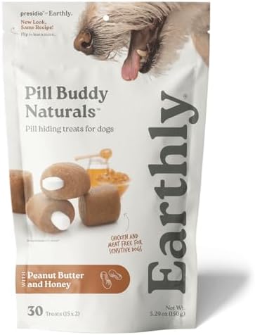 Presidio Earthly Pill Buddy Naturals - PB & Honey Recipe Pill Hiding Treats for Dogs - Make A Perfect Pill Concealing Pocket Or Pouch for Any Size Medication - 30 Servings