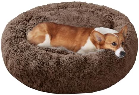 JOLLYVOGUE Dog Bed, Calming Anti-Anxiety Large Dog Bed, Fluffy Donut Cushion for Medium and Large Pets (31")