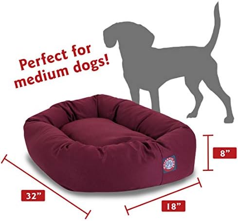 Majestic Pet Bagel Calming Dog Bed, 32 in Medium, Round, Washable, Burgundy