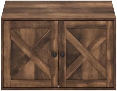 Furinno PELI Farmhouse Style Cat Litter Box Enclosure, Rustic Brown