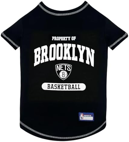 Pets First NBA Licensed Hoodies & T-Shirt for Dogs & Cats, Brooklyn NETS, Large