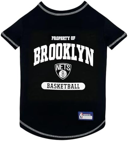 Pets First NBA Licensed Hoodies & T-Shirt for Dogs & Cats, Brooklyn NETS, Large