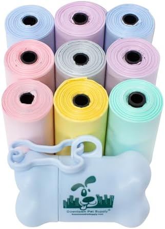 Downtown Pet Supply Scented Poop Bags for Dogs with Dispenser, 180 Count - Leak-Proof Dog Waste Bags and Bone-Shaped Dog Poop Bags Holder for Leash - Lavender Scented, 12.5" x 8.5"