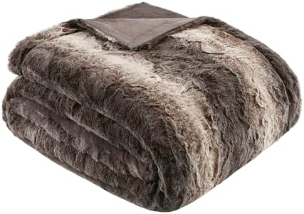 Madison Park Zuri Ultra Soft Faux Fur Twin Blanket Reversible, Brown