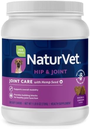 NaturVet Hip & Joint Care with Hemp Seed Supplement for Dogs, 240ct