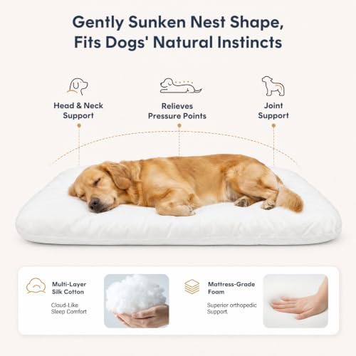 Magic Dog Super Soft Large Dog Bed, 39 Inches Orthopedic Foam Pet Beds with Anti Slip Bottom, Dog Sleeping Mattress with Removable and Washable Cover, Blue L,39'' X 33.5'' X 3.7''