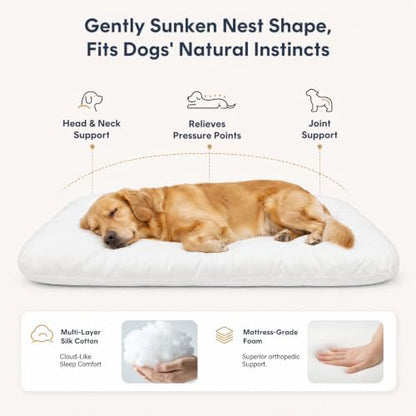 Magic Dog Super Soft Large Dog Bed, 39 Inches Orthopedic Foam Pet Beds with Anti Slip Bottom, Dog Sleeping Mattress with Removable and Washable Cover, Blue L,39'' X 33.5'' X 3.7''