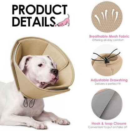 AOFITEE Soft Dog Cone Collar, Adjustable Cone for Dogs to Stop Licking