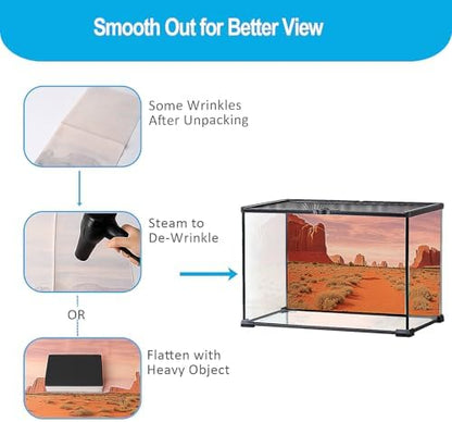 3 Pcs Reptile Tank Background, Bearded Dragon Tank Accessories, 36x18 inches 40 Gallon Polyester Terrarium Background Décor for Leopard Gecko, Crested Gecko, Turtle, Bearded Dragon