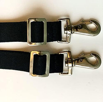Majestic Ally Pack of 2 Adjustable Length Horse Blanket Sheet Replacement Elastic Leg Strap with Double Swivel Snaps (Black)