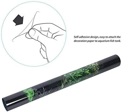 Black Aquarium Background Static Cling, Reusable PVC Fish Tank Wallpaper 24x11.8 24x15.7 30x18.1 36x19.7 48x18.1, No Glue Fish Tank Backdrop Easy to Install for Aquarium Decor