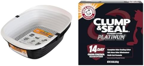 ARM & Hammer Clump & Seal Multi-Cat Complete Odor Sealing Clumping Cat Litter with 14 Days of Odor Control, 18 lbs.+ AH SIFTING PAN Large 2PK