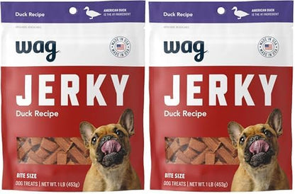 Amazon Brand - Wag Soft & Tender American Jerky Dog Treats – Duck Bites, 16 Ounce (Pack of 2)