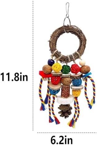 Bunny Chew Treats Toy for Teeth, 2PCS Rabbit Cage Hanging Chew Toys and Rattan Ring with Snack,Natural Material Chinchilla Treats Toys for Guinea Pig Gerbils Hamster Rat Teeth Grinding