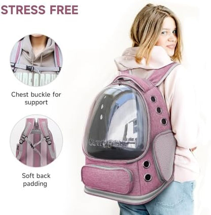Cawypety Cat Backpack Carrier Large Space Bubble Backpack up to 12lbs Pink