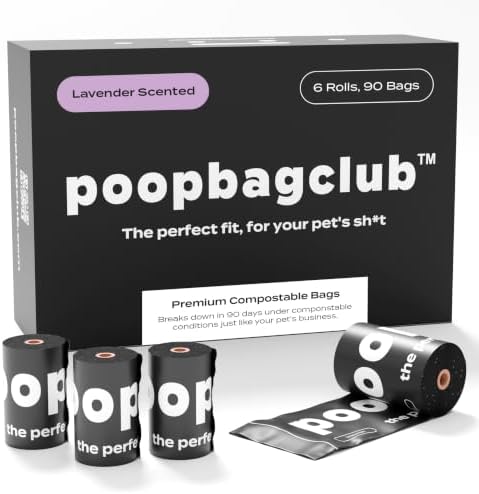 Lavender Scented Dog Poop Bags - Extra Thick Leak Proof for Dogs - Certified Compostable - Earthminded Essential Accessory for Daily Walks and Easy Cleanup - Compostable - 90 Bags