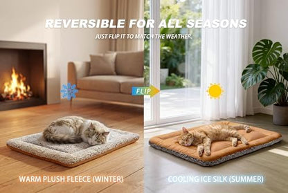 Self Warming Cat Bed, Reversible Cooling Mat for Cats, Dark Brown, 18x24 In