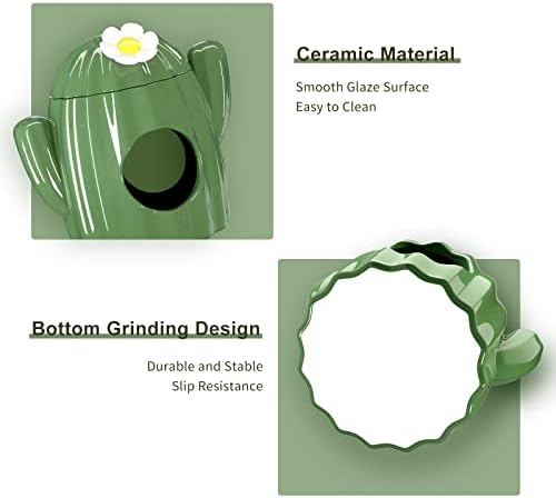 BUCATSTATE Hamster Hideout Ceramic - Cactus Shape Hamster House and Habitats Cool Bed Ideal for Summer Dwarf Hamster Gerbil Mice Golden Bear (Green-Large)