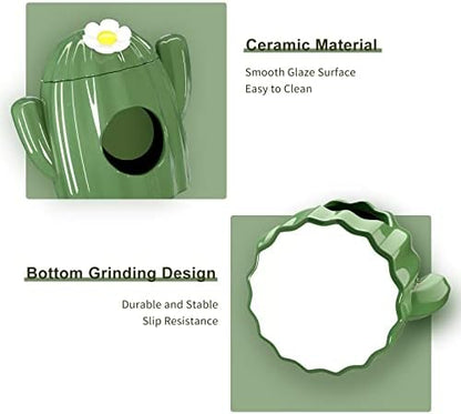 BUCATSTATE Hamster Hideout Ceramic - Cactus Shape Hamster House and Habitats Cool Bed Ideal for Summer Dwarf Hamster Gerbil Mice Golden Bear (Green-Large)
