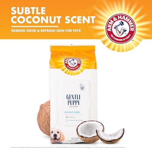Arm & Hammer Puppy Grooming Wipes, Coconut Water, 100 Count