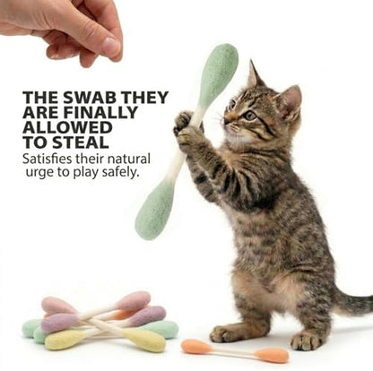 Glaciart One Swabs Cat Toys with Catnip - 6 Pk | Durable for Chew, Cute Cat Toys Interactive Kitty for Boredom, Exercise, & Play | Filled w/Organic Catnip for Anxiety & as Digestive Aid | Gift Idea
