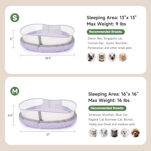 Cat Bed for Indoor Kitten Bed Washable, Anti Anxiety Round Donut Pet Beds for Small Dogs Cats, Super Soft Plush Fur Pet Bed (Purple，21 Inches)