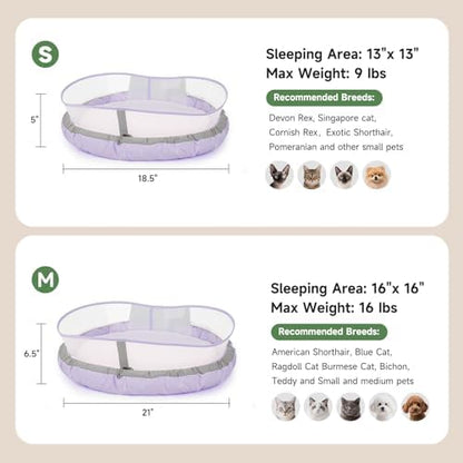 Cat Bed for Indoor Kitten Bed Washable, Anti Anxiety Round Donut Pet Beds for Small Dogs Cats, Super Soft Plush Fur Pet Bed (Purple，21 Inches)