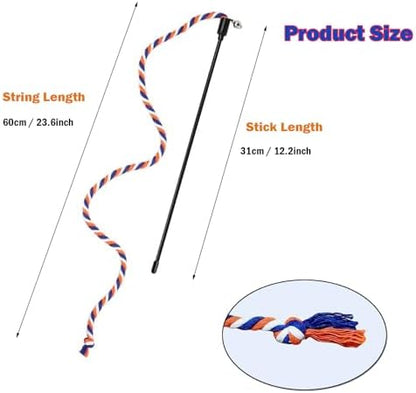 KABASI 3PCS Cat String Wand Toys, Interactive Cats Teaser Wand with Bell