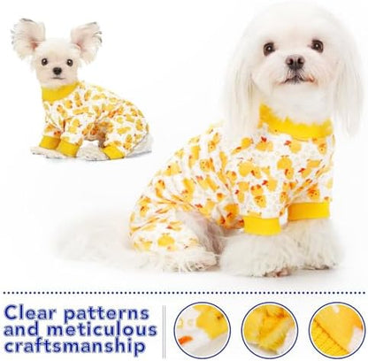 Paiaite Dog Pajamas Onesie: Comfortable Four-Legged Apparel for Small, Medium, & Large Dogs, Polyester Material for Comfort, Wrinkle Resistance, Moisture Wicking, Stretchiness Cartoon Duck L
