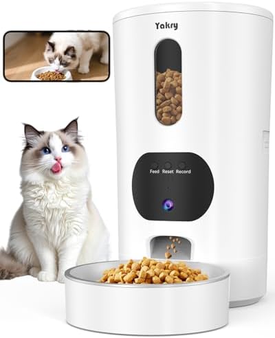 Yakry Automatic Cat Feeder with Camera - HD 1080P Video with Night Vision