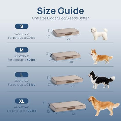 Cooling Dog Bed for Small, Medium Dogs & Cats, 24 x16 Inch Orthpedic Cooling Mat Pet Beds with Removable Washable Cover, Breathable Egg Crate Foam Anti-Slip Pet Mat, Dusty Rose