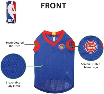 Pets First NBA DETROIT PISTONS DOG Jersey, Large - Tank Top Basketball Pet Jersey
