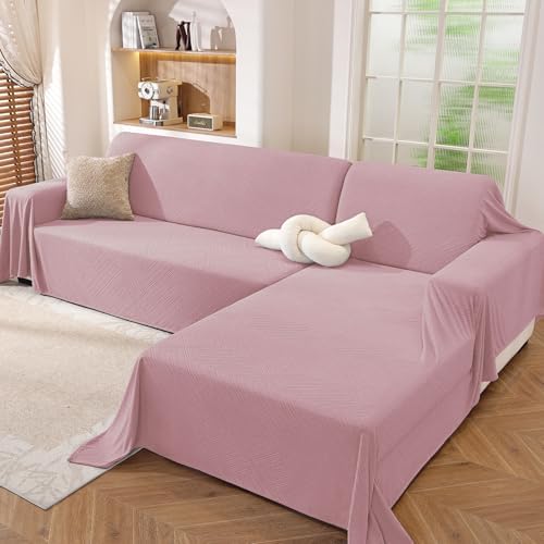 L Shaped Sectional Couch Cover 2 Piece, X-Large, Pink