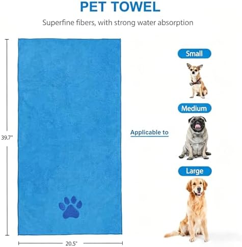 6PCS Blue Dog Bath Kit with Brush, Scrubber, Gloves, Towel & Bag