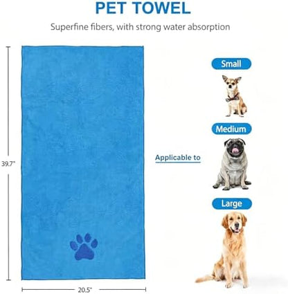 6PCS Blue Dog Bath Kit with Brush, Scrubber, Gloves, Towel & Bag