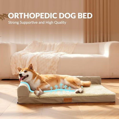 Patas Lague Orthopedic Large Dog Bed Washable Pet Sofa Bed 48''X30''Beige