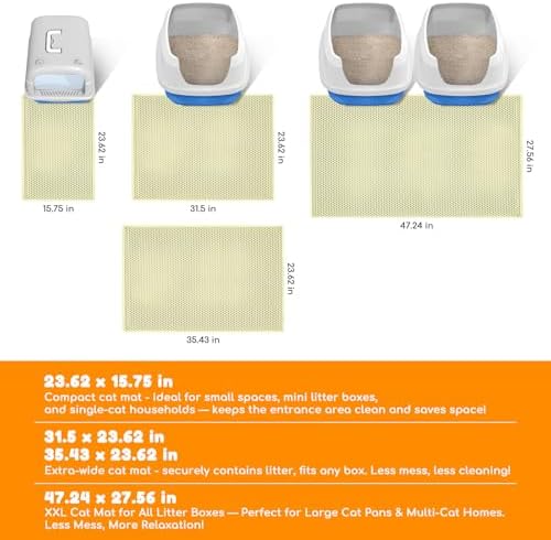 Cat Litter Mat 31"x24",Double Layer EVA Litterbox Mat Cream