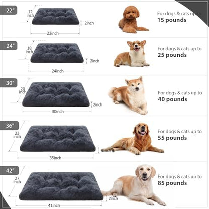 Extra Large Dog Bed Crate Pad 42", Washable XL Plush Pet Mat Dark Grey