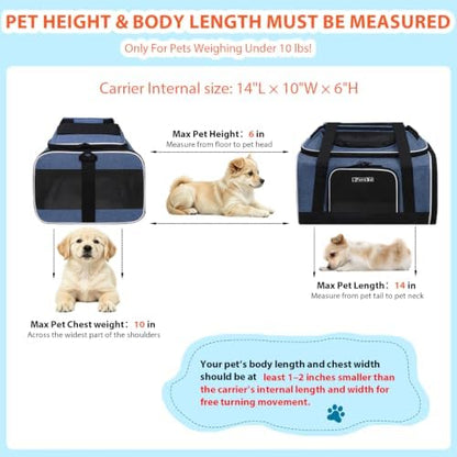 Petskd Top and Side Expandable Small Pet Carrier Airline Approved, Blue